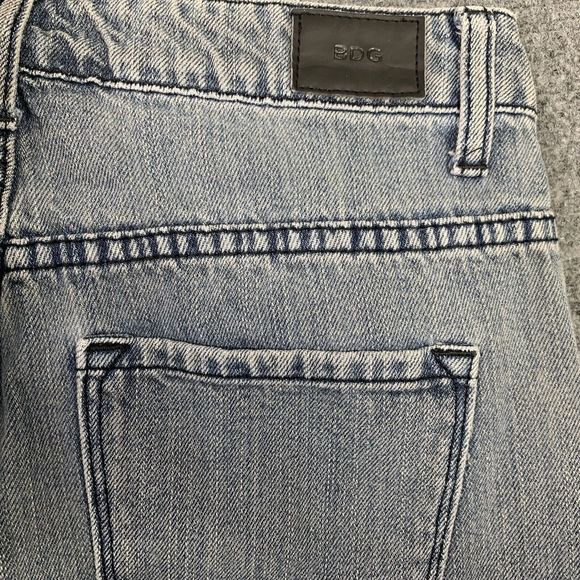 BDG Super High Rise Foxy Button Fly Cuffed Shorts Women 26 Blue Denim 5 Pocket - Picture 7 of 11
